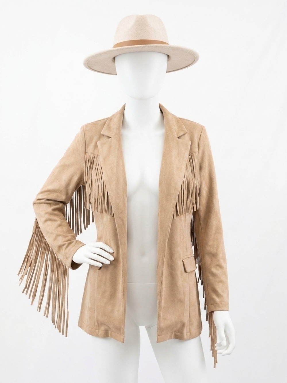 NEW TCEC suede fringe blazer in mocha